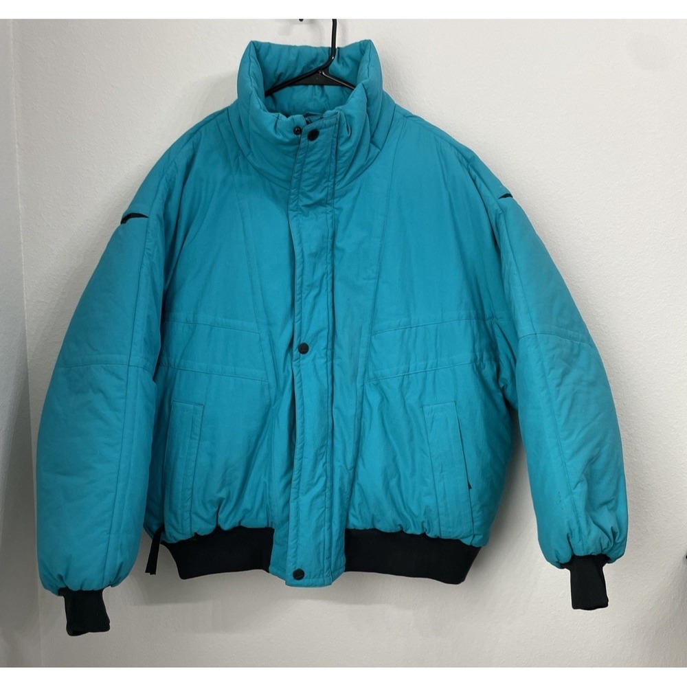 Vintage Down Coat Pacific Trail Men's Teal Heavy Full Zip Coat Size XXL